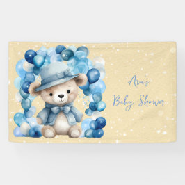 Teddy Bear Blue Arch Balloons Boy Baby Dusche Banner