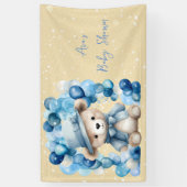Teddy Bear Blue Arch Balloons Boy Baby Dusche Banner (Vertikal)