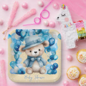 Teddy Bear Blue Arch Balloons Boy Baby Dusche Pappteller (Party)