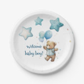Teddy Bear Blue Baby Boy Dusche Teller (Vorderseite)