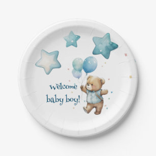 Teddy Bear Blue Baby Boy Dusche Teller