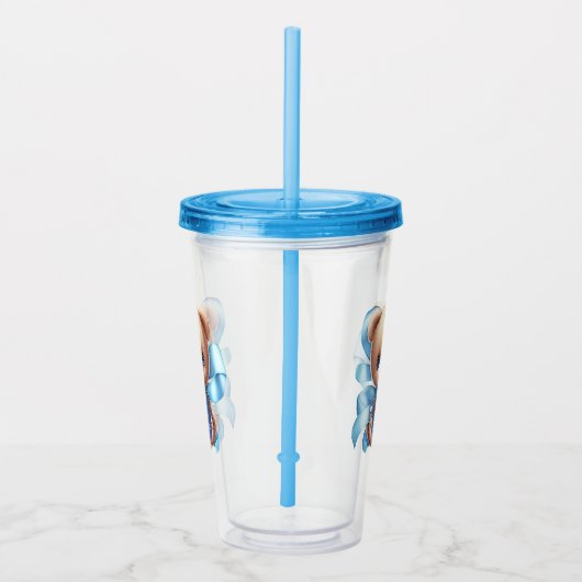 Teddy Bear Blue Baby Dusche Acryltrinkbecher (Rechts)