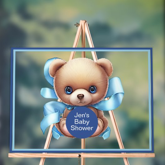 Teddy Bear Blue Baby Dusche Akryllische Beschriftu Acrylschild (Neutral)