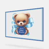 Teddy Bear Blue Baby Dusche Akryllische Beschriftu Acrylschild (Winkel)