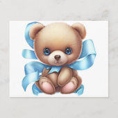 Teddy Bear Blue Baby Dusche Buchungsanfrage Begleitkarte (Vorderseite)