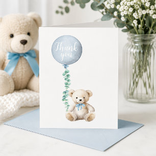 Teddy Bear Blue Baby Dusche Danke Karte