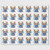 Teddy Bear Blue Baby Dusche Geschenkpapier (Flach)