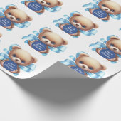 Teddy Bear Blue Baby Dusche Geschenkpapier (Ecke)
