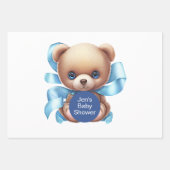 Teddy Bear Blue Baby Dusche Geschenkpapier Set (Vorderseite)