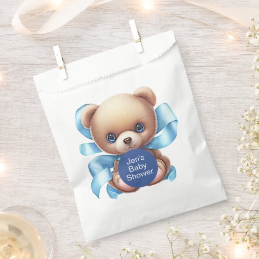 Teddy Bear Blue Baby Dusche Geschenktütchen (Ausgeschnitten)