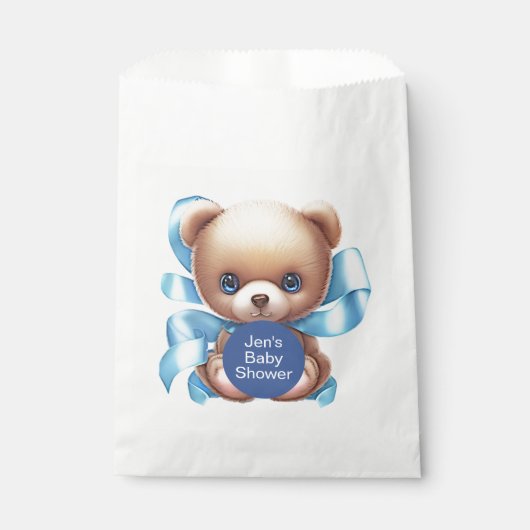 Teddy Bear Blue Baby Dusche Geschenktütchen (Vorderseite)