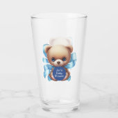 Teddy Bear Blue Baby Dusche Glas (Rückseite)