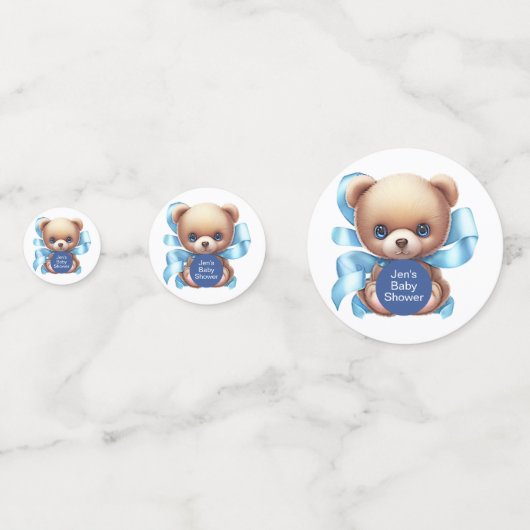 Teddy Bear Blue Baby Dusche Konfetti (Vorderseiten)