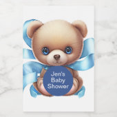 Teddy Bear Blue Baby Dusche Lebensmitteletikett (Einzelnes Label)