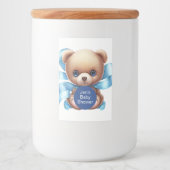 Teddy Bear Blue Baby Dusche Lebensmitteletikett (Vorderseite)