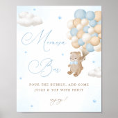 Teddy Bear Blue Baby Dusche Mimosa Bar Poster (Vorne)