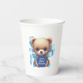 Teddy Bear Blue Baby Dusche Pappbecher (Rückseite)