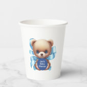 Teddy Bear Blue Baby Dusche Pappbecher (Vorderseite)