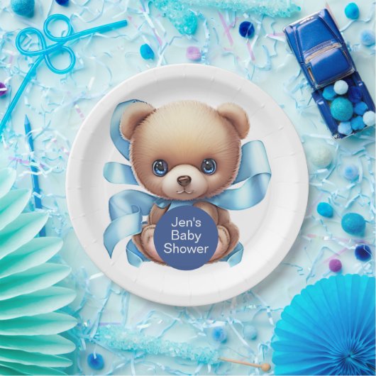 Teddy Bear Blue Baby Dusche Pappteller (Party)