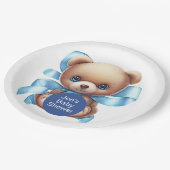 Teddy Bear Blue Baby Dusche Pappteller (Schrägansicht)