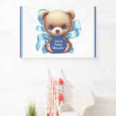 Teddy Bear Blue Baby Dusche Party Banner (InSitu)