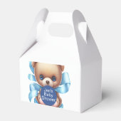 Teddy Bear Blue Baby Dusche Thema Gefallen Box Geschenkschachtel (Rückseite)