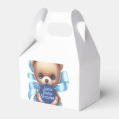 Teddy Bear Blue Baby Dusche Thema Gefallen Box Geschenkschachtel (Vorderseite)