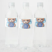 Teddy Bear Blue Baby Dusche Wasserflaschenetikett (Flaschen)
