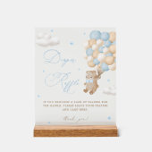 Teddy Bear Blue Baby Dusche Windelwanne Windelwann Acrylschild (Vorderseite)