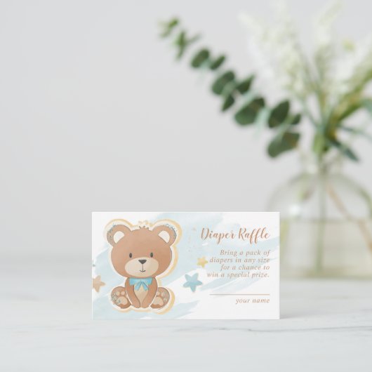 Teddy Bear Blue Baby Dusche Windelwanne Windelwann Begleitkarte (Stehend Vorderseite)