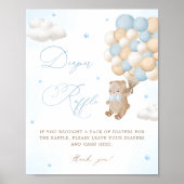 Teddy Bear Blue Baby Dusche Windelwanne Windelwann Poster (Vorne)