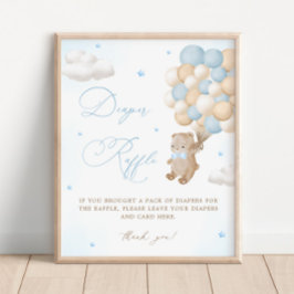 Teddy Bear Blue Baby Dusche Windelwanne Windelwann Poster