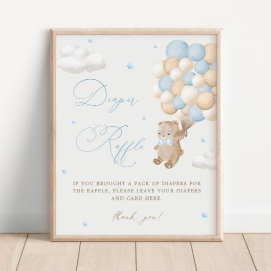 Teddy Bear Blue Baby Dusche Windelwanne Windelwann Poster