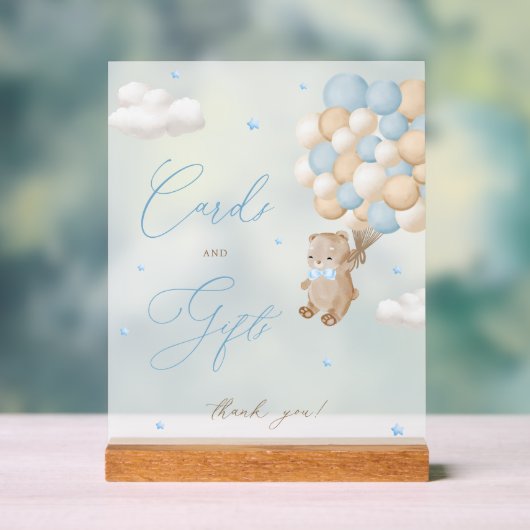 Teddy Bear Blue Baby Duschkarten & Geschenke Acrylschild (Neutral)