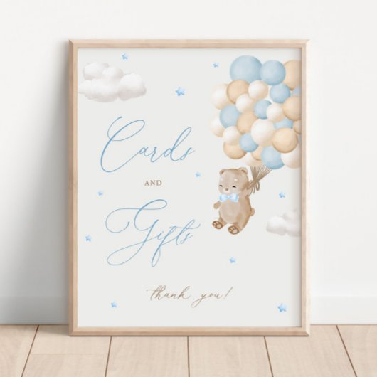 Teddy Bear Blue Baby Duschkarten & Geschenke Poster