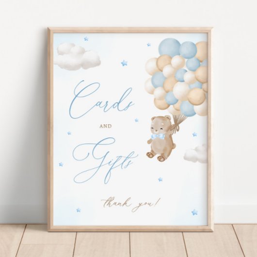 Teddy Bear Blue Baby Duschkarten & Geschenke Poster