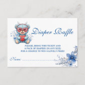 Teddy Bear Blue Baby Shower Diaper Raffle Begleitkarte (Vorderseite)