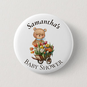 Teddy Bear Blue Babydusche Blütendusche Rustikal Button