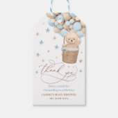 Teddy Bear Blue Ballon Bearly Wait Baby Dusche Geschenkanhänger (Vorderseite)