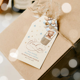 Teddy Bear Blue Ballon Bearly Wait Baby Dusche Geschenkanhänger