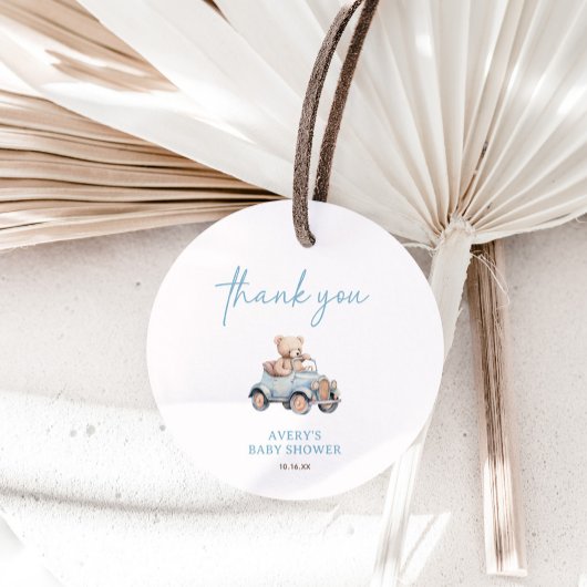 Teddy Bear Blue Ballon Bearly Wait Baby Dusche Geschenkanhänger