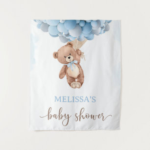 Teddy Bear Blue Ballon Bearly Wait Baby Dusche Wandteppich