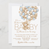 Teddy Bear Blue Balloon Baby Boy Dusche Einladung (Vorderseite)