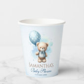 Teddy Bear Blue Balloon Baby Boy Dusche Pappbecher (Vorderseite)