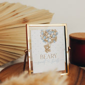 Teddy Bear Blue Balloon Baby Boy Dusche Poster