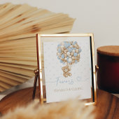 Teddy Bear Blue Balloon Baby Boy Dusche Poster