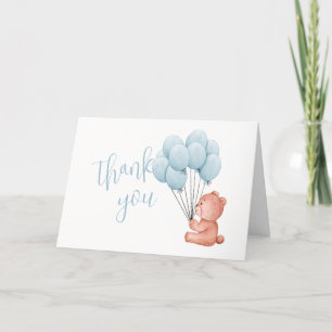 Teddy Bear Blue Balloon Baby Dusche Dankeskarte