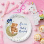 Teddy Bear Blue Balloon Baby Shower Paper Plate Pappteller (Party)