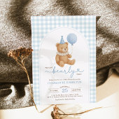 Teddy Bear Blue Balloon Babydusche Einladung