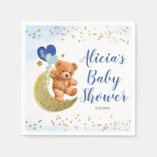 Teddy Bear Blue Balloon Babydusche Napkins Serviette